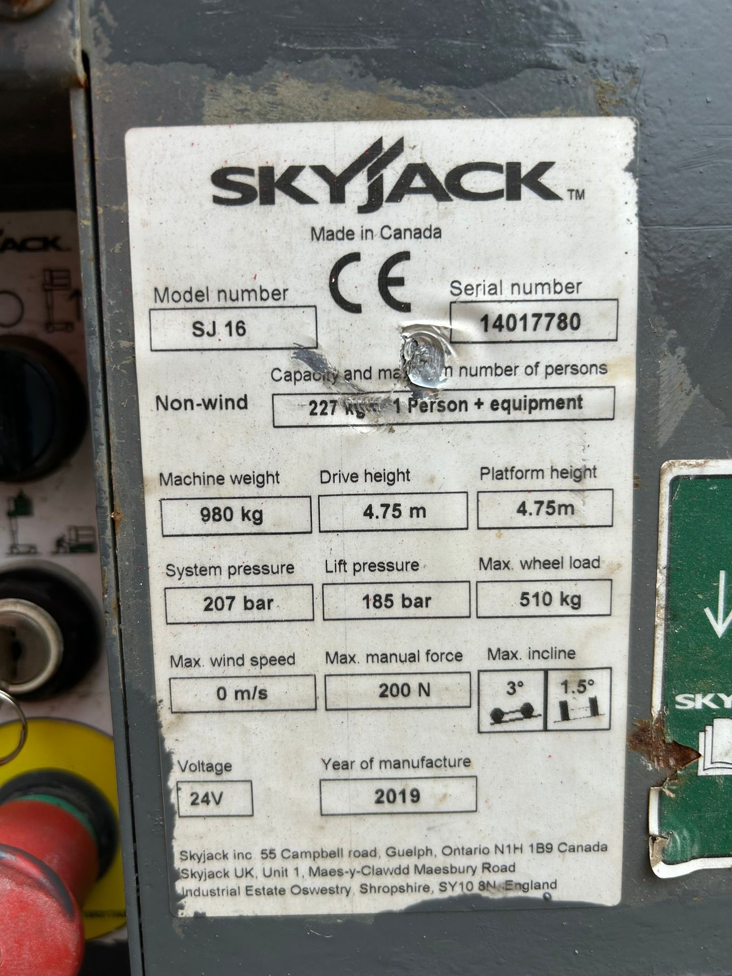 2019 SKYJACK SJ16 Runabout Personel Scissor Lift Access Platform Genie, Skyjack