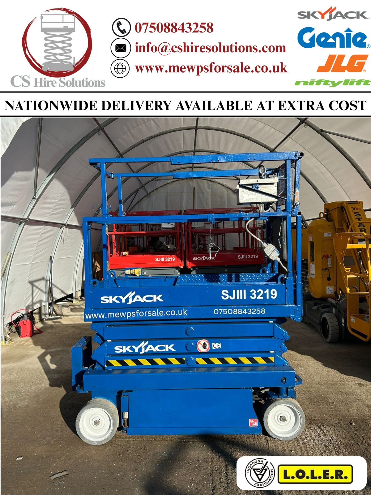 2012 Skyjack SJ3219 7.8m Scissor Lift Access Platform MEWP (Genie