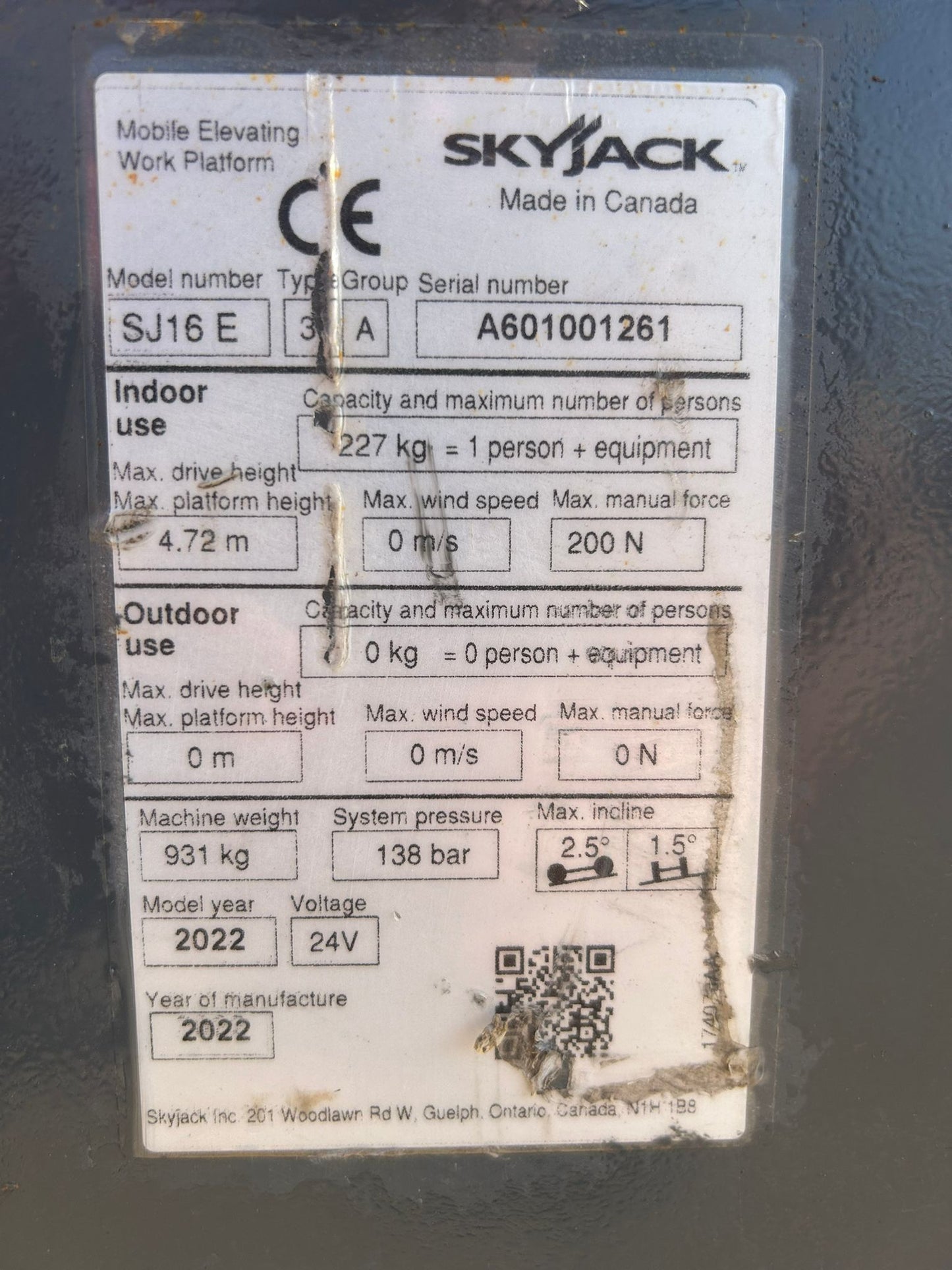 2022 SKYJACK SJ16 Runabout Personel Scissor Lift Access Platform Genie, Skyjack