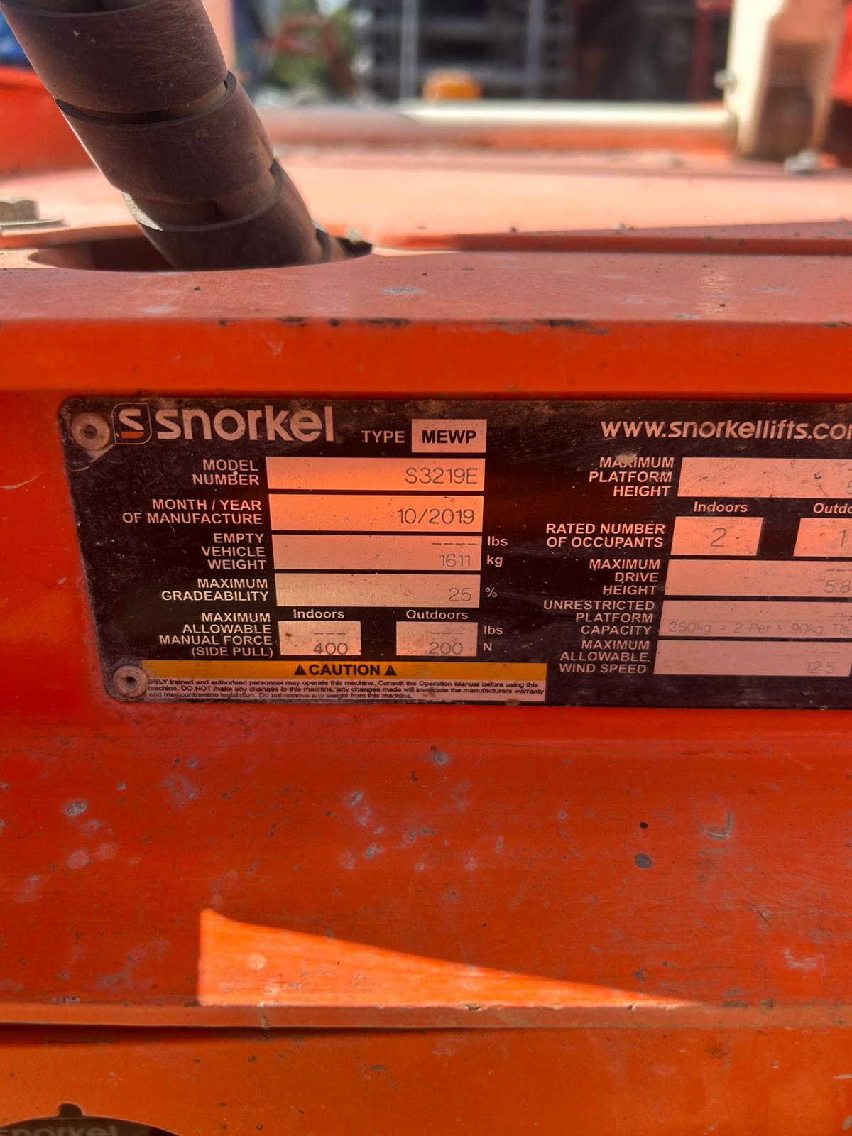2019 Snorkel Scissor Lift S3219E Scissor Lift (Skyjack, Genie, JLG, MEWP)