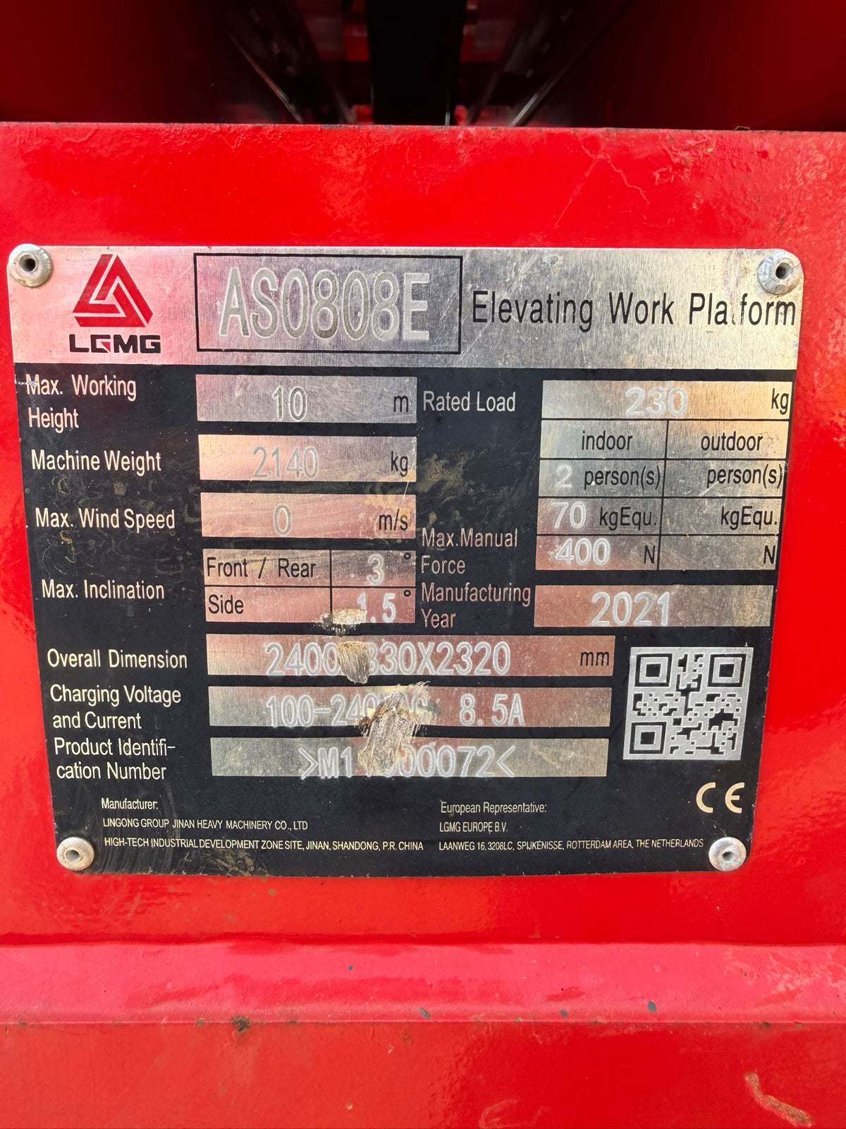 2021 LGMG AS0808E Scissor Lift Access Platform MEWP