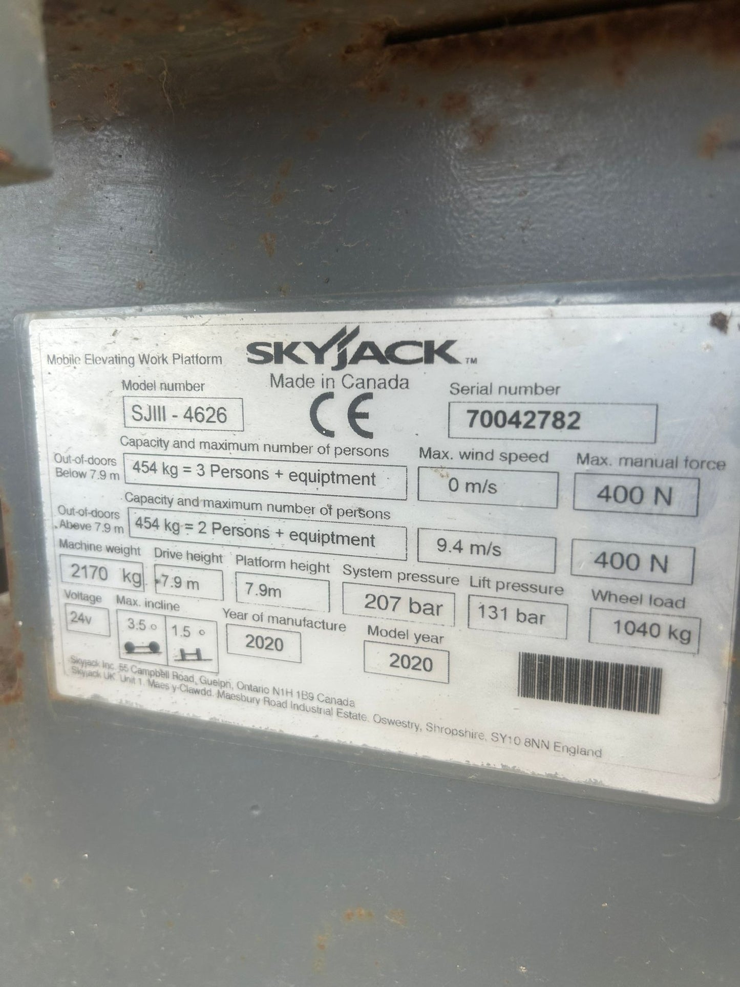 10m 2020 Skyjack SJ4626 Scissor Lift Access Platform MEWP(Skyjack,Genie,JLG,JCB)