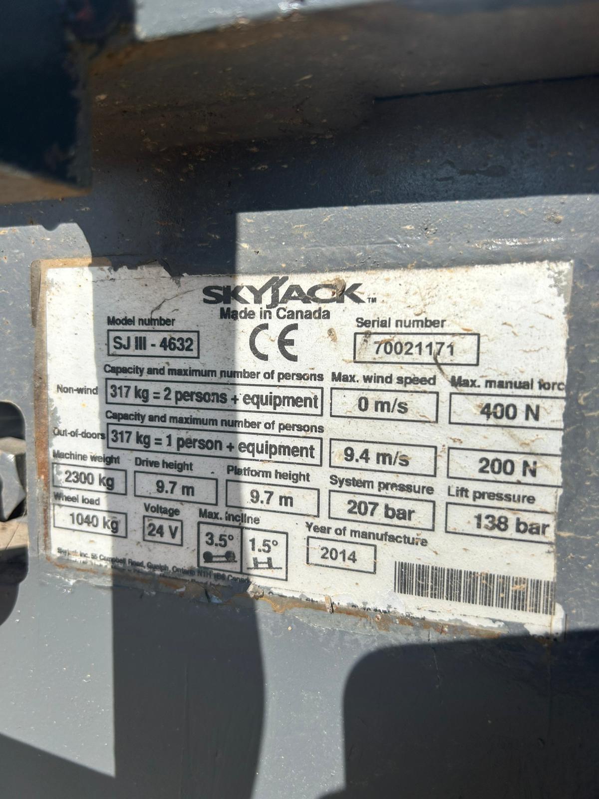 2014, 12m Skyjack SJ4632 Scissor Lift Access Platform MEWP (Genie, JLG, JCB)