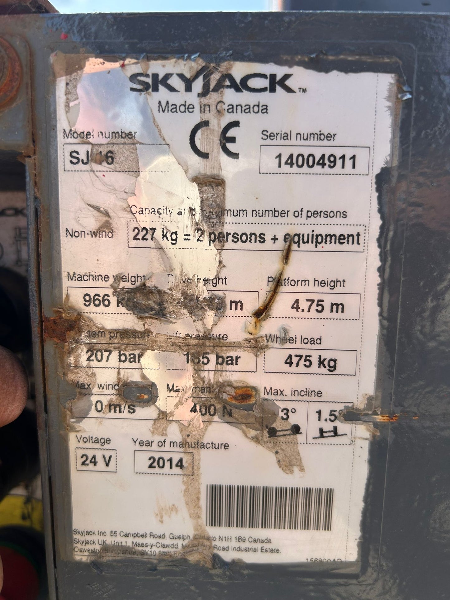 2014 SKYJACK SJ16 Runabout Personnel Lift Scissor Lift Access Platform Genie
