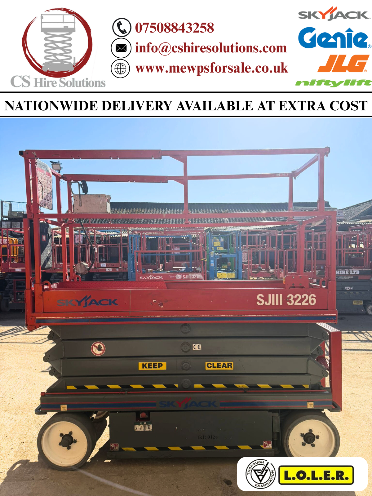 2012 Skyjack SJ3226 Scissor Lift Access Platform MEWP (Genie,JLG)