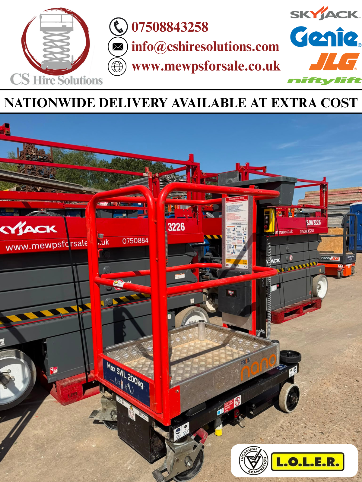 2019 Nano Lift Scissor Lift Power Tower Genie, JLG, Skyjack MEWP