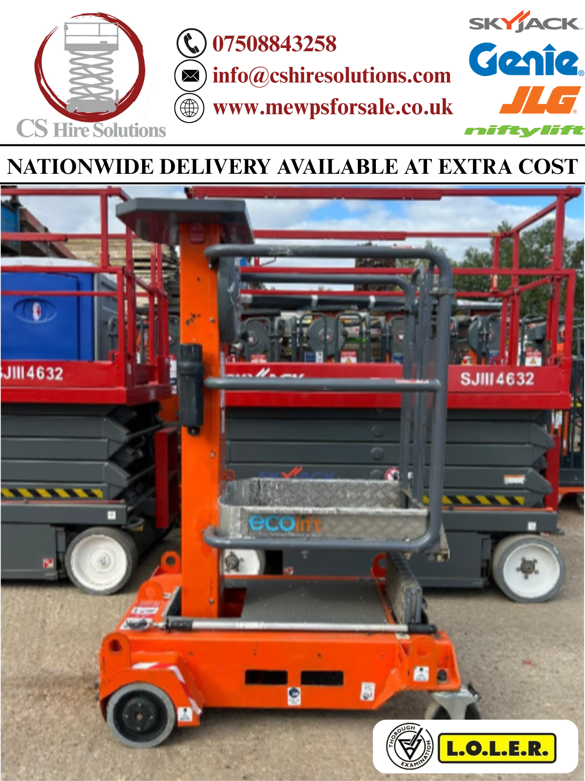 2020 ECO Lift Manual Personnel Lift Genie,Skyjack,JLG