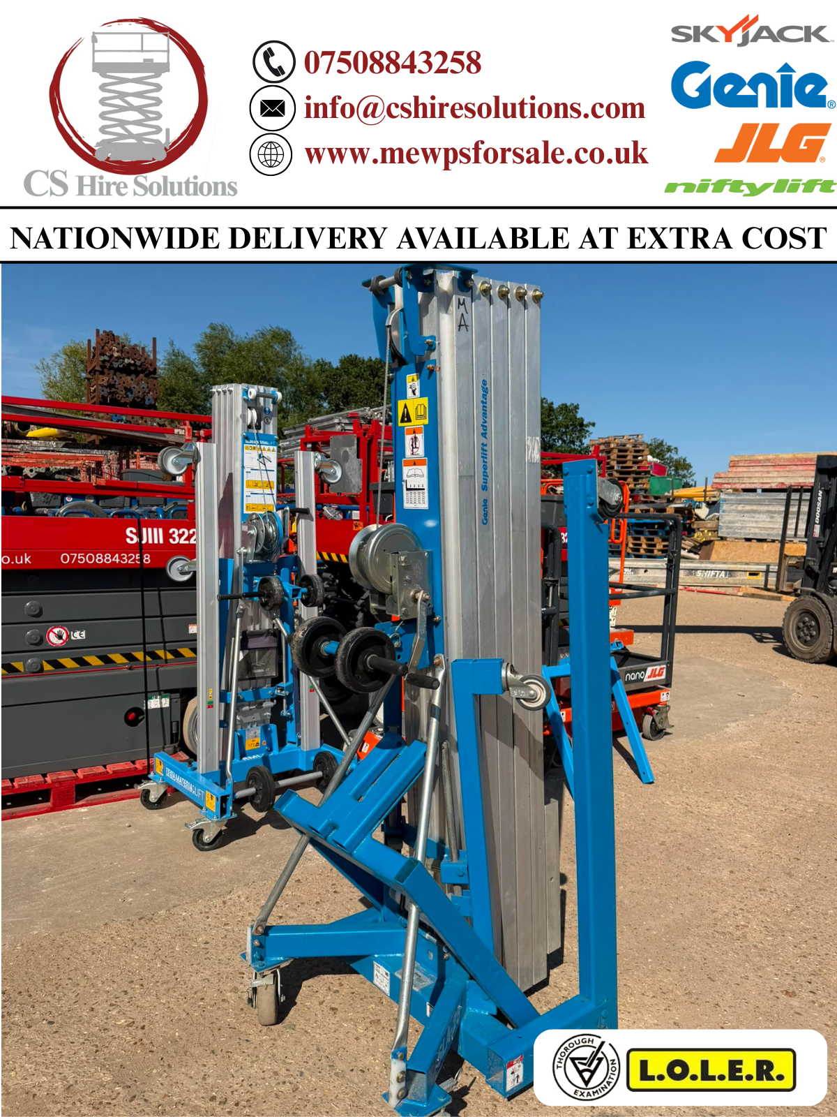 2022 Genie SLA25 material lift ner LOLER, RSJ Beam Lifter