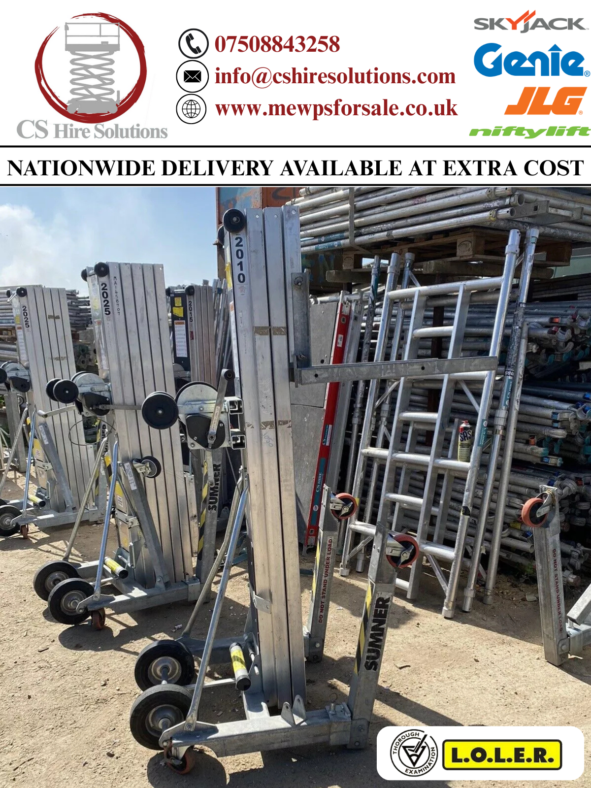 455kg Sumner SL10 Material Lift (Genie Lift) supplied with LOLER.