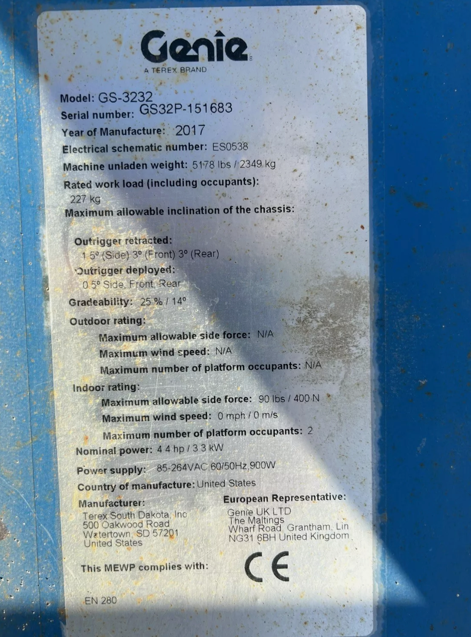 Genie GS 3232 E-DRIVE Electric Scissor Lift,Access Platform (Skyjack, JCB,JLG)