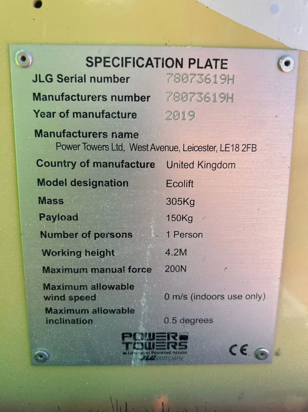 2019 ECO Lift Power Tower JLG,Genie, Skyjack,JCB Access Platform MEWPS