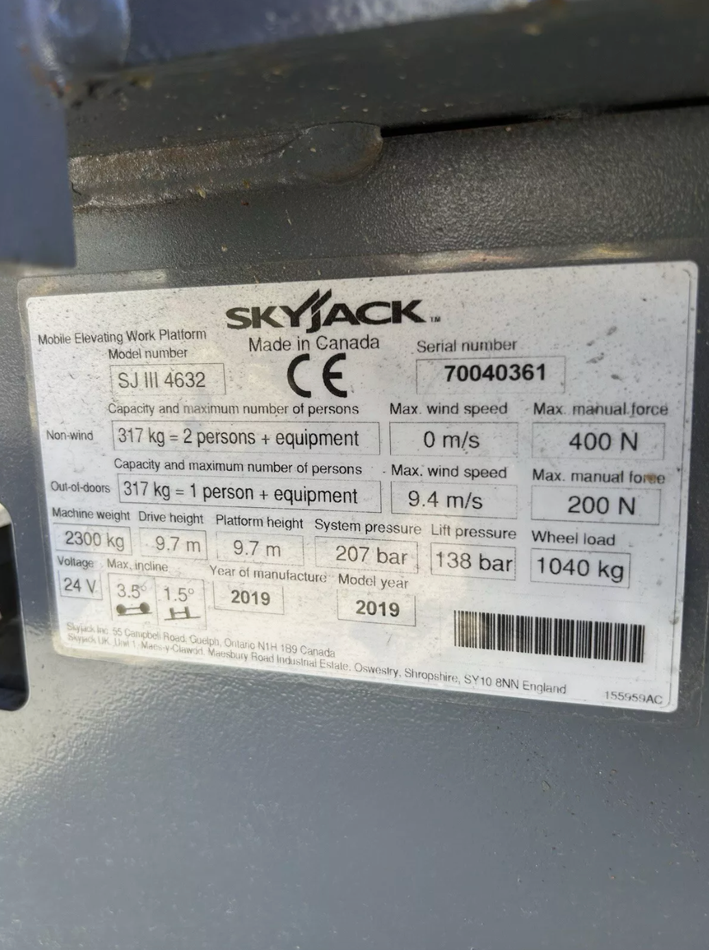 Skyjack SJ4632 12m Scissor lift Access Platform MEWP (Genie,JLG,JCB)