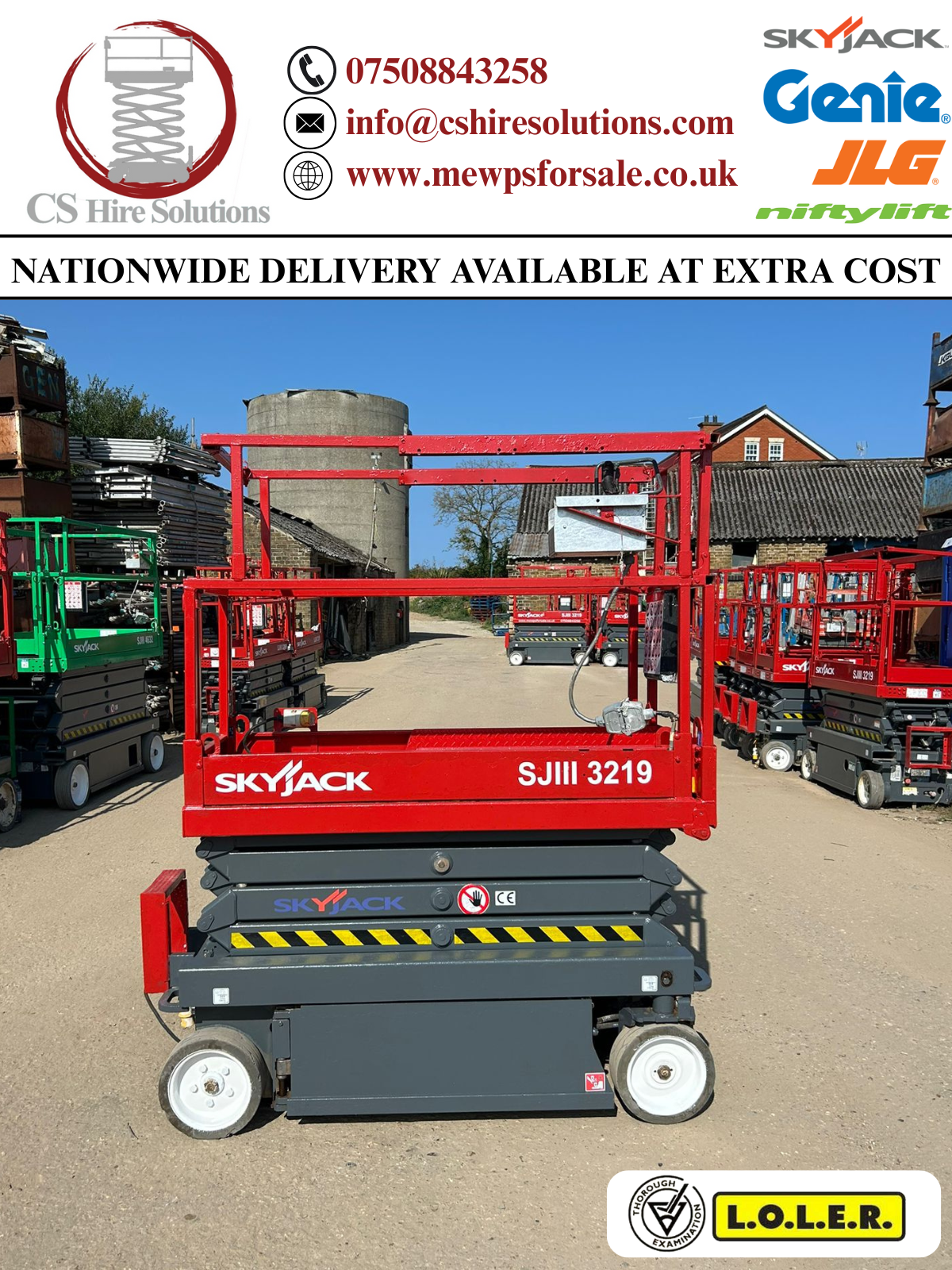 2016 7.8m Skyjack SJ3219 Scissor Lift Access Platform (Genie,JLG,JCB) MEWPS