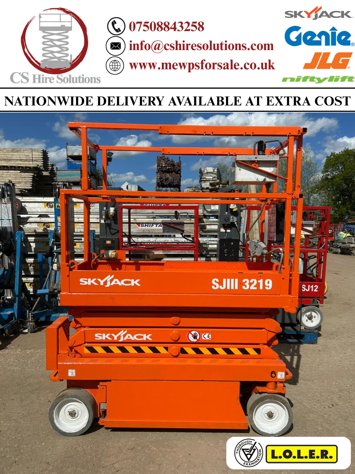 2018 Skyjack SJ3219 7.8m Scissor Lift Access Platform ( Genie, JLG) MEWP
