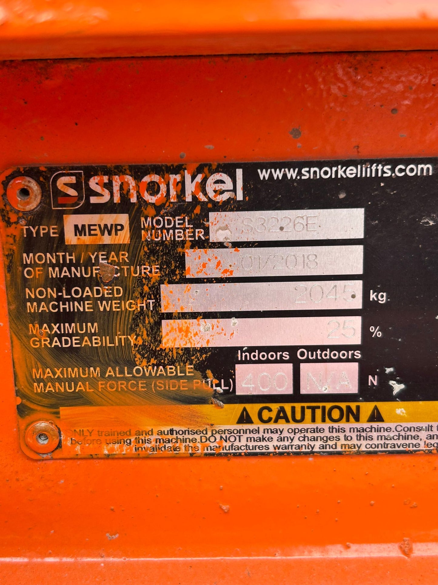 2018 Snorkel S3226E Scissor lift, Access platform, Skyjack, Genie, JLG