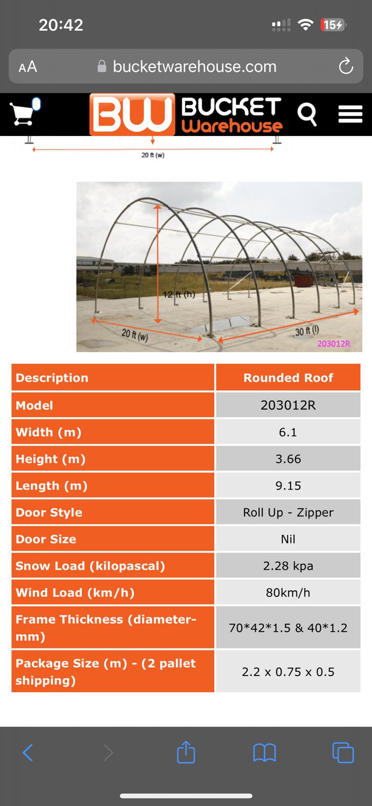 BRAND NEW Single Truss Arch Storage Shelter W6mxL9mxH3.6m (Storage Tent)