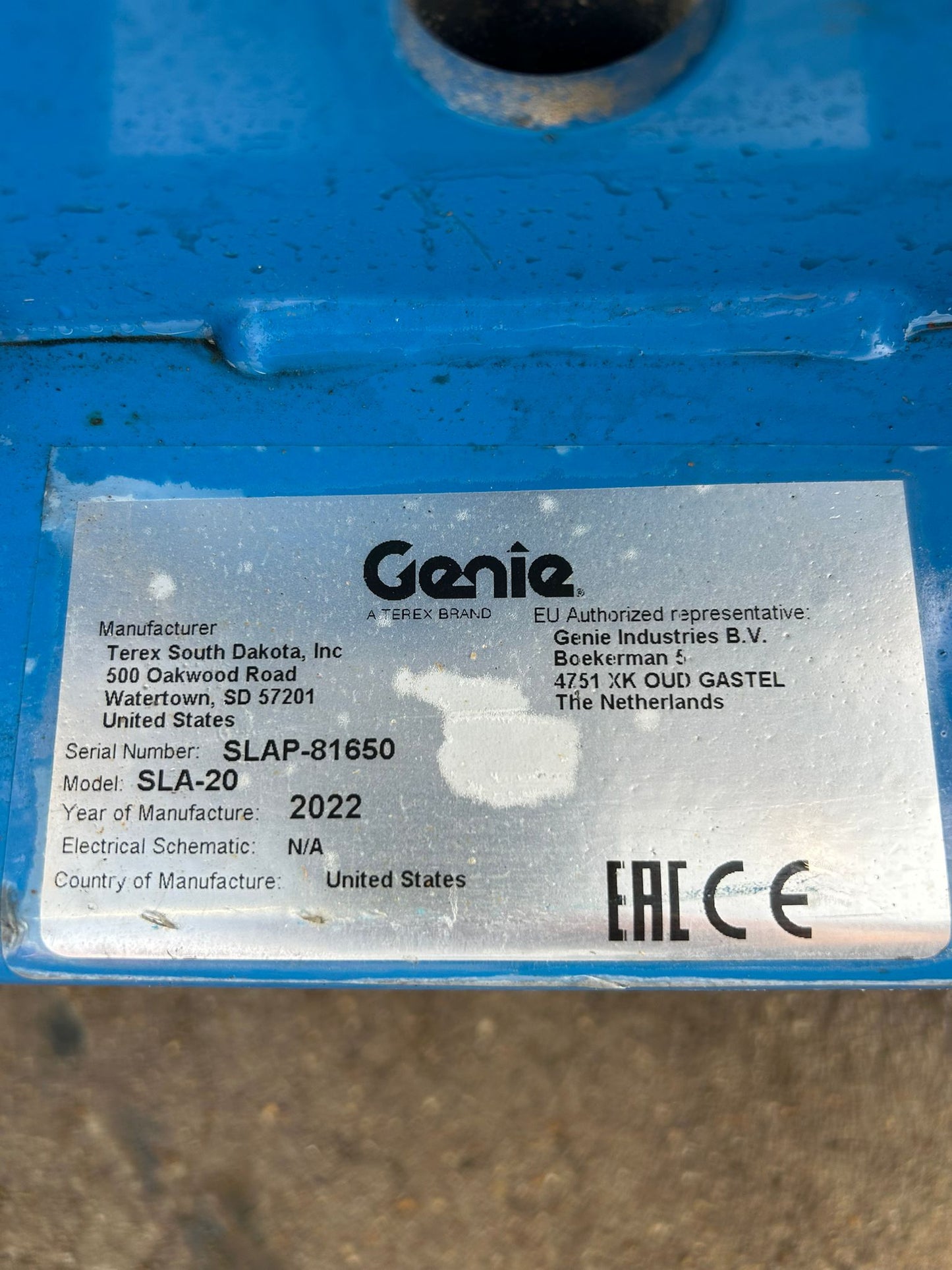 2022 Genie SLA20 Material Lift with LOLER Re-Roped RSJ Beam Lifter