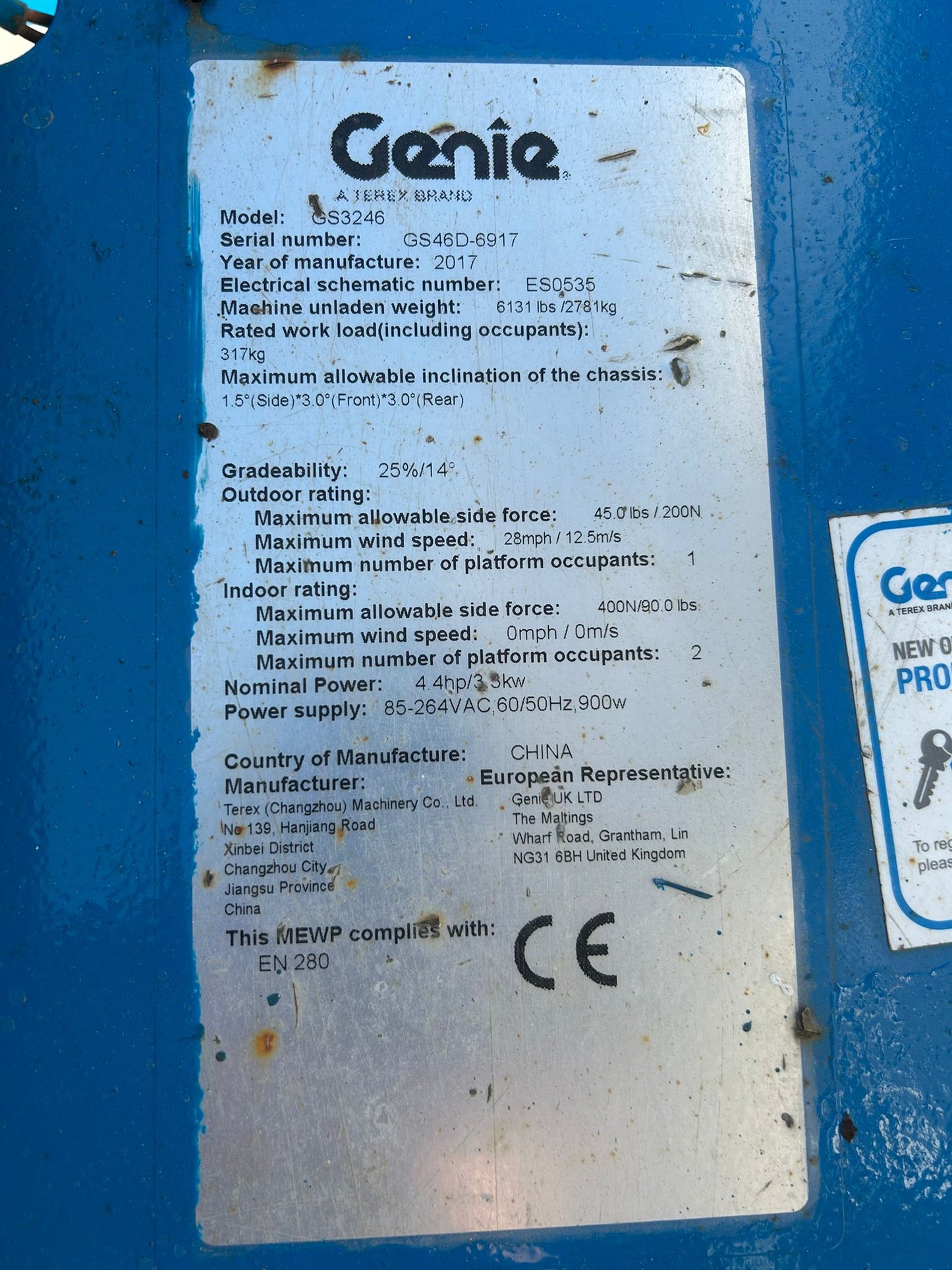 2017 Genie 3246 Scissor Lift Access Platform (Skyjack 4632, JLG)