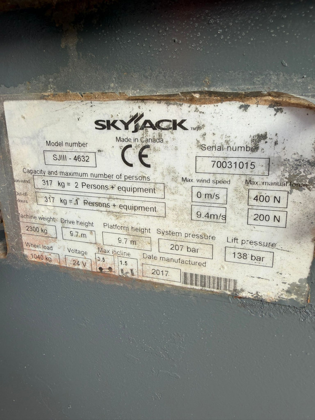 2017 Skyjack SJ4632 Scissor Lift Access Platform MEWP (Genie,JLG)