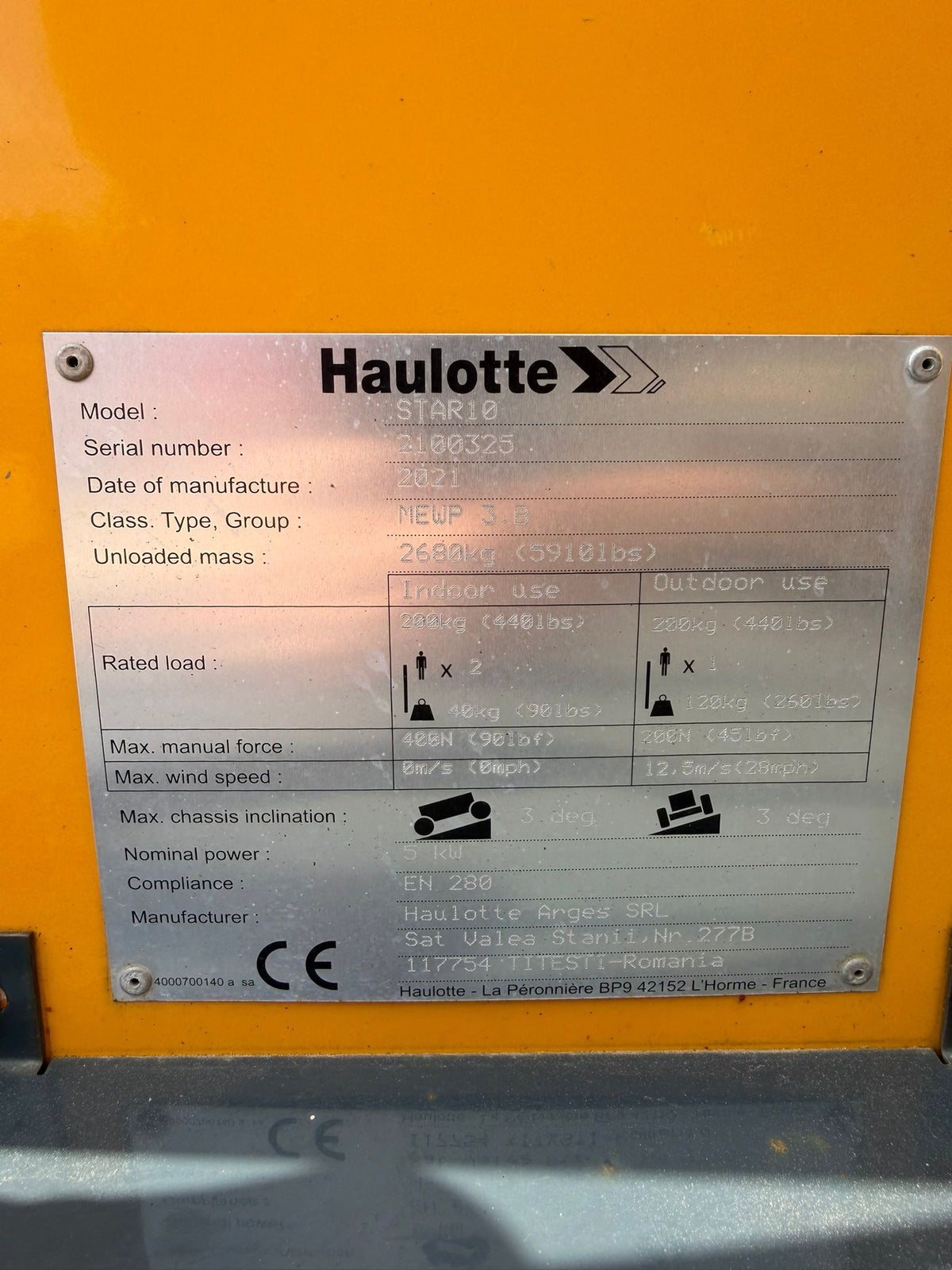 2021 Haulotte STAR 10 Scissor lift access platform boom lift