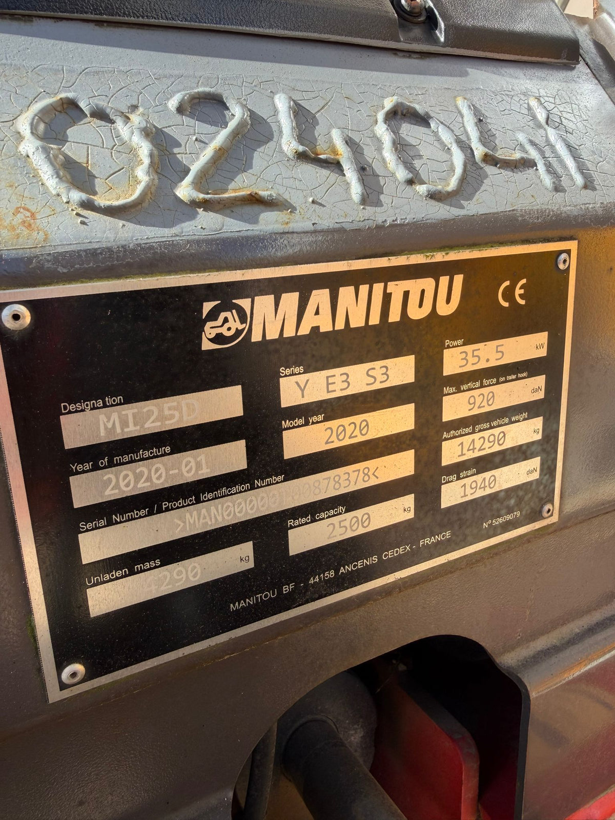 2020 Manitou MI25D Diesel Forklift Triple Mast Counterbalance Forklift Truck