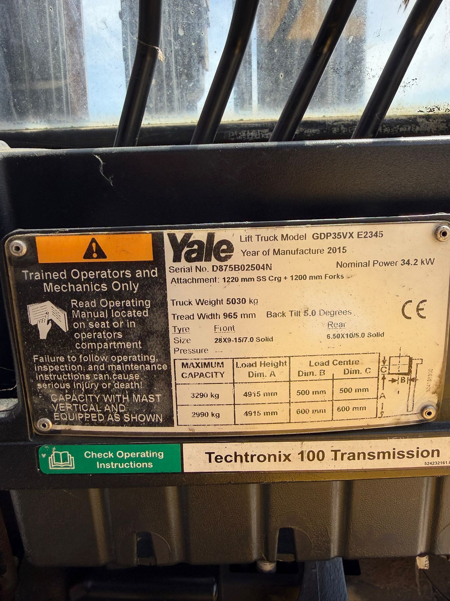 2015 Yale GDP35VX Forklift
