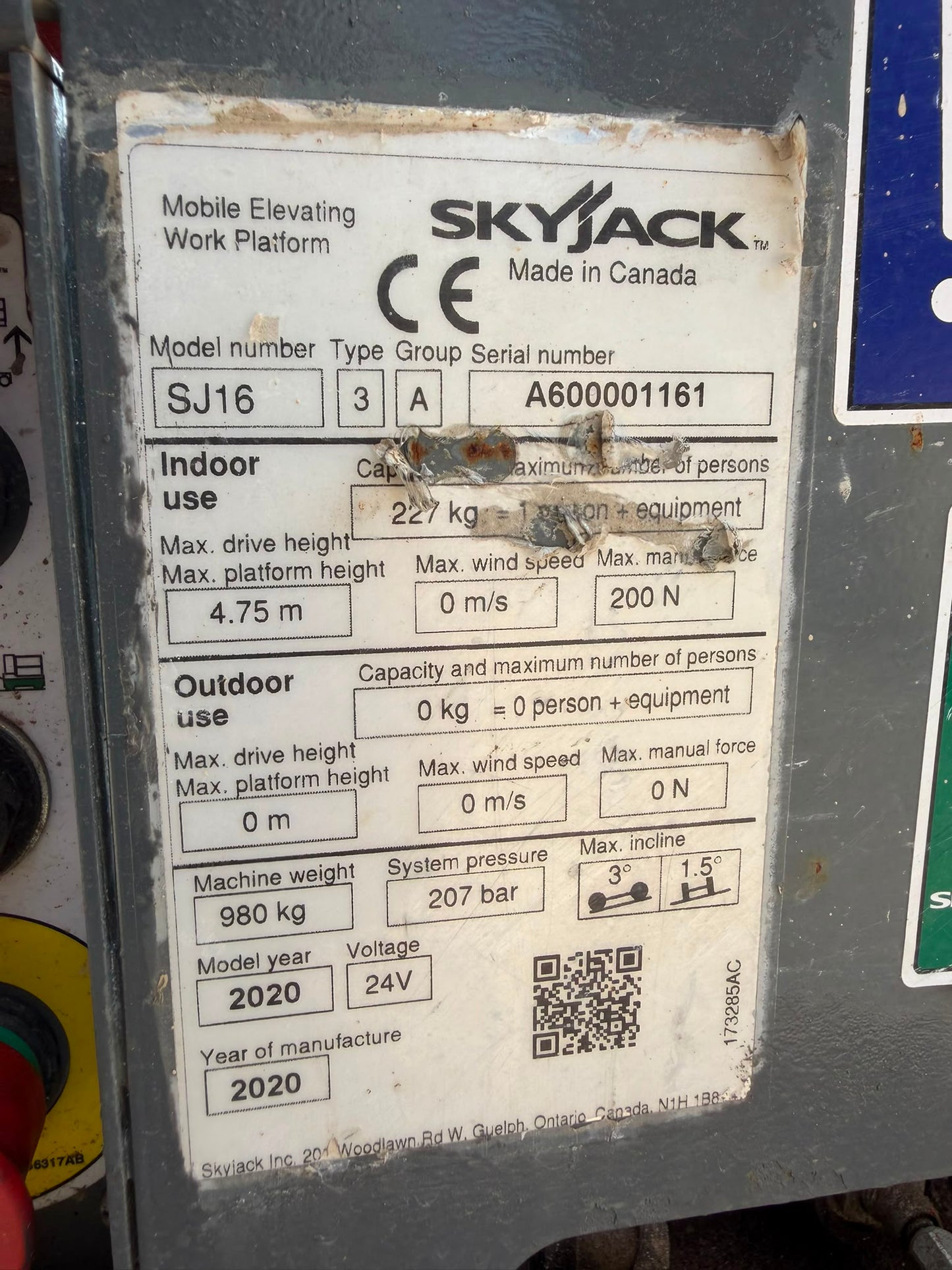 2020 Skyjack SJ16 Scissor Lift Access Platform (Genie, JLG) MEWP