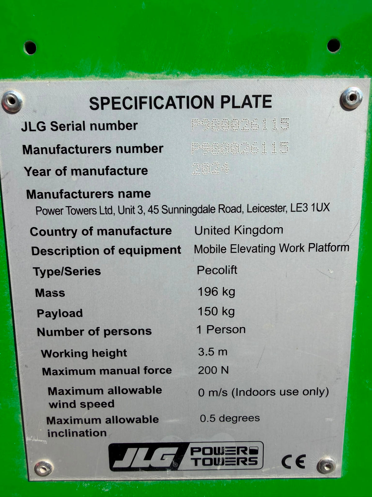 2024 Peco Lift Power Tower Scissor lift (JLG, Genie, Skyjack, Snorkel, JCB)