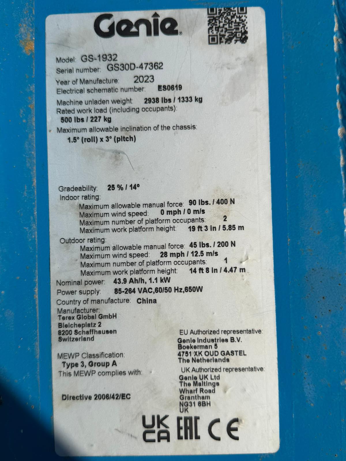 2023 Genie 1932 Scissor Lift Access Platform (Skyjack SJ3219)