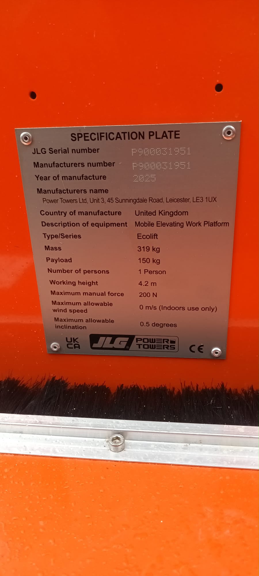 2025 ECO Lift Manual Personnel Lift Genie, Skyjack, JLG