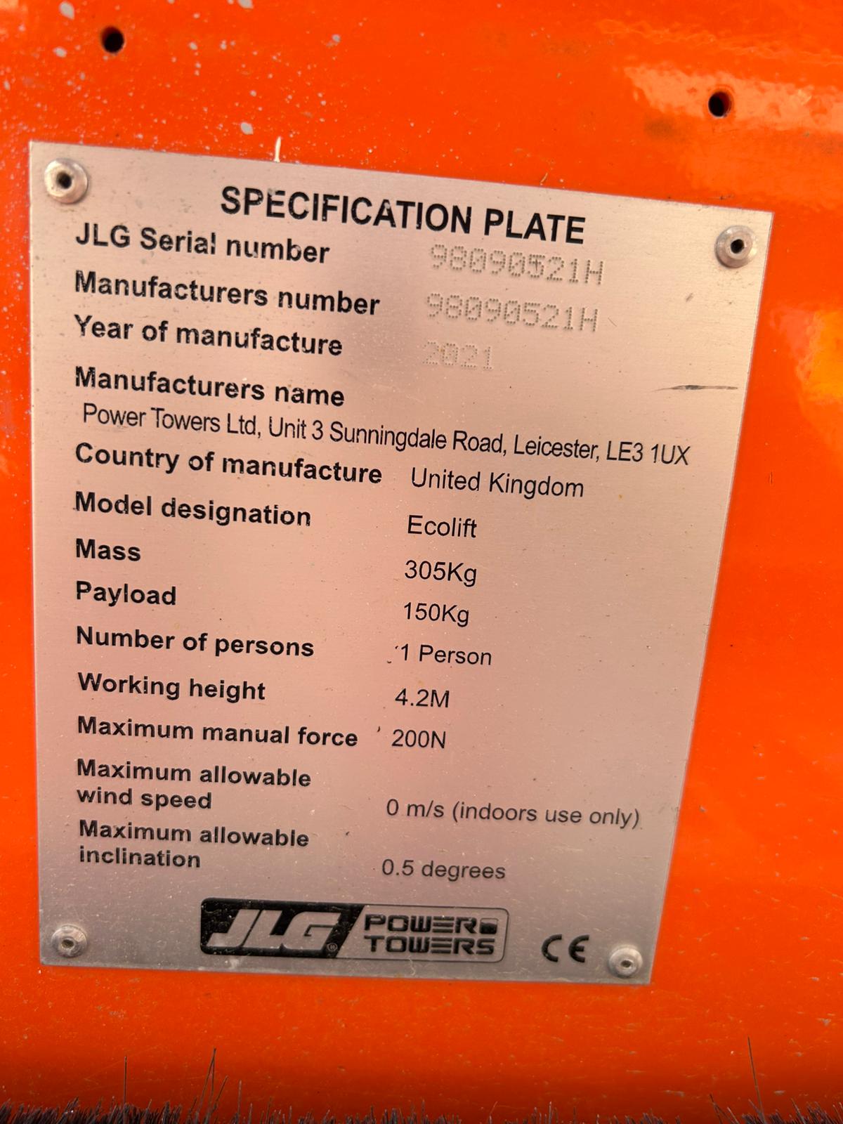 2021 ECO Lift Manual Personnel Lift Genie,Skyjack,JLG